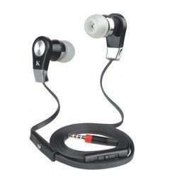 KIK 999 Stereo Earphone Headset with Mic and Volume Control (999 Black)